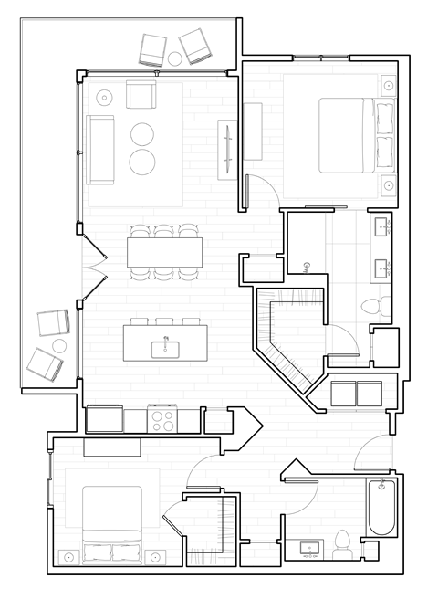 B3 Floor Plan at The Q Variel, Woodland Hills, CA, 91367